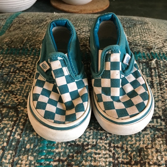 turquoise checkered vans